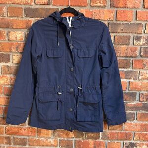 Prince & Fox womens utility hooded anorak jacket blue XS